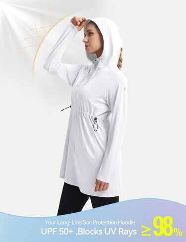 baleaf Women's Sun Protection Long Jacket UPF 50+ Hoodie Lightweight UV Rash Guard Cooling Cover Up SPF Swim Beach Athletic in Kuwait