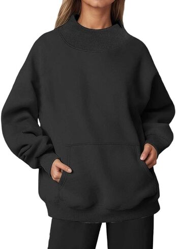 Mock Neck Sweatshirt Women 2026 Fall Fashion Oversized Turtleneck Pullover Fleece Long Sleeve Sweatshirts Tops in Saudi Arabia