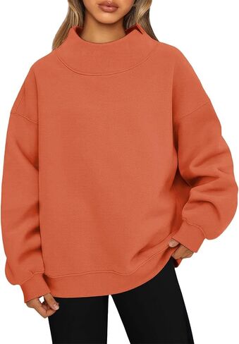 Mock Neck Sweatshirt Women 2026 Fall Fashion Oversized Turtleneck Pullover Fleece Long Sleeve Sweatshirts Tops in Saudi Arabia