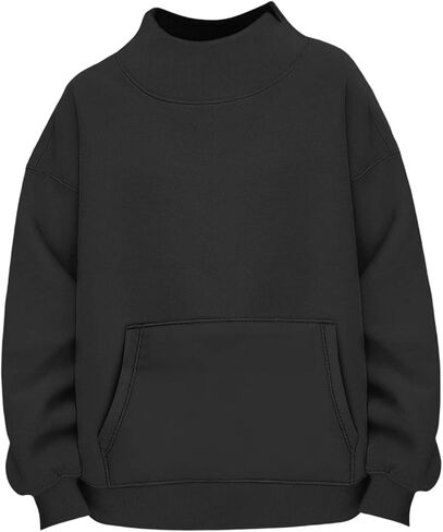 Mock Neck Sweatshirt Women 2026 Fall Fashion Oversized Turtleneck Pullover Fleece Long Sleeve Sweatshirts Tops in Saudi Arabia
