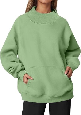Mock Neck Sweatshirt Women 2026 Fall Fashion Oversized Turtleneck Pullover Fleece Long Sleeve Sweatshirts Tops in Saudi Arabia