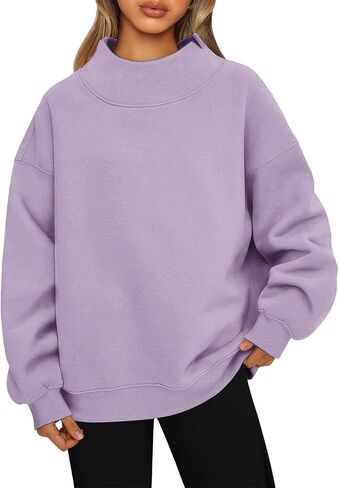 Mock Neck Sweatshirt Women 2026 Fall Fashion Oversized Turtleneck Pullover Fleece Long Sleeve Sweatshirts Tops in Saudi Arabia