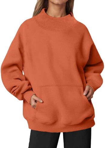Mock Neck Sweatshirt Women 2026 Fall Fashion Oversized Turtleneck Pullover Fleece Long Sleeve Sweatshirts Tops in Saudi Arabia
