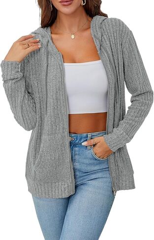 zip up hoodie Women long sleeve loose sweatshirt women's lightweight fleece zip up jacket workout clothing in Saudi Arabia