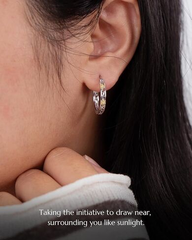 925 Sterling Silver Sunflower Earrings for Women, Hoop Huggie & Heart Dangle Drop Earrings, Gold Plated Hypoallergenic Flower Jewelry with Cubic Zirconia, Gifts for Mom Wife Girlfriend Anniversary Birthday Christmas in Saudi Arabia