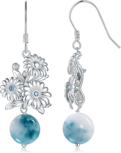 925 Sterling Silver Sunflower Earrings for Women, Hoop Huggie & Heart Dangle Drop Earrings, Gold Plated Hypoallergenic Flower Jewelry with Cubic Zirconia, Gifts for Mom Wife Girlfriend Anniversary Birthday Christmas in Saudi Arabia