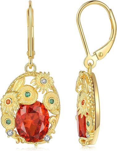 925 Sterling Silver Sunflower Earrings for Women, Hoop Huggie & Heart Dangle Drop Earrings, Gold Plated Hypoallergenic Flower Jewelry with Cubic Zirconia, Gifts for Mom Wife Girlfriend Anniversary Birthday Christmas in Saudi Arabia