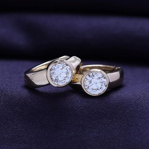 Huggie Hoop Earrings For Women, 1 Carat 5MM Round Shape IGI Certified Lab Grown Diamond Solitaire Bezel Set Hoop Earrings In 10K Solid Gold Jewelry For Women in Kuwait