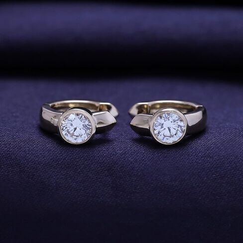 Huggie Hoop Earrings For Women, 1 Carat 5MM Round Shape IGI Certified Lab Grown Diamond Solitaire Bezel Set Hoop Earrings In 10K Solid Gold Jewelry For Women in Kuwait
