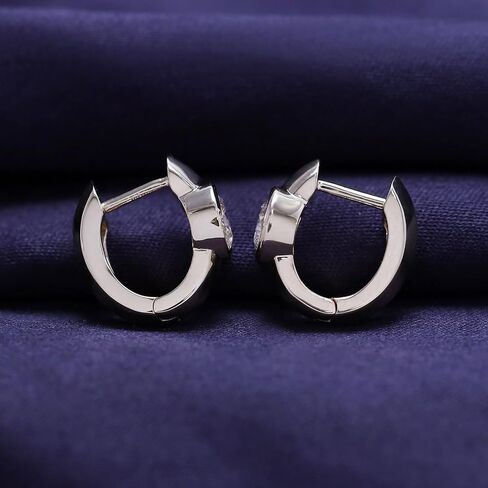 Huggie Hoop Earrings For Women, 1 Carat 5MM Round Shape IGI Certified Lab Grown Diamond Solitaire Bezel Set Hoop Earrings In 10K Solid Gold Jewelry For Women in Kuwait