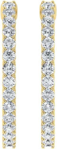 Certified 0.50-2.00 Carat Lab Grown Diamond Inside out Hoop Earrings for Women 14K White/Yellow Gold Hinged Hoop Diamond Earrings - Size 18.5mm (E-F Color, VS1-VS2 Clarity) in Saudi Arabia