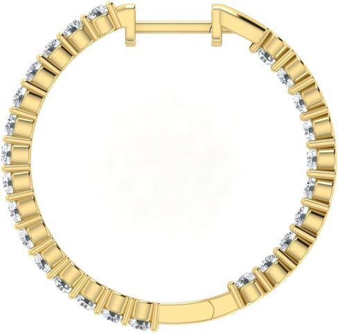 Certified 0.50-2.00 Carat Lab Grown Diamond Inside out Hoop Earrings for Women 14K White/Yellow Gold Hinged Hoop Diamond Earrings - Size 18.5mm (E-F Color, VS1-VS2 Clarity) in Saudi Arabia