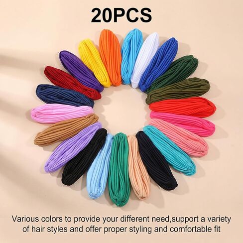 22pcs Stretch Turbans for Women Unisex Turban Hat Vintage Head Wrap Headband Head Beanies Cap Hat Twisted Turban Cap Cover Hats Sleep Turbans Headwear Caps in Kuwait