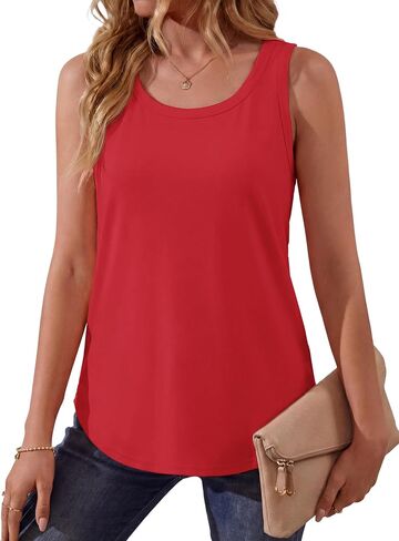 Pure Cotton Tank Tops for Women Loose Fit Scoop Neck Wide Strap Basic Top Vacation Casual Summer Dressy Layering Shirt in Kuwait