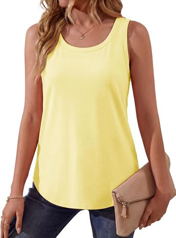Pure Cotton Tank Tops for Women Loose Fit Scoop Neck Wide Strap Basic Top Vacation Casual Summer Dressy Layering Shirt in Kuwait