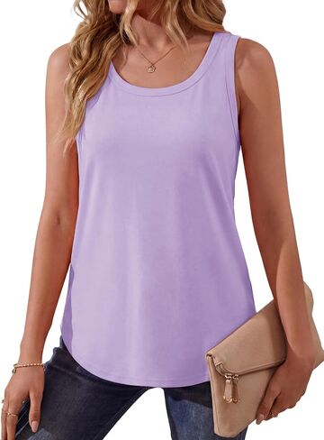 Pure Cotton Tank Tops for Women Loose Fit Scoop Neck Wide Strap Basic Top Vacation Casual Summer Dressy Layering Shirt in Kuwait