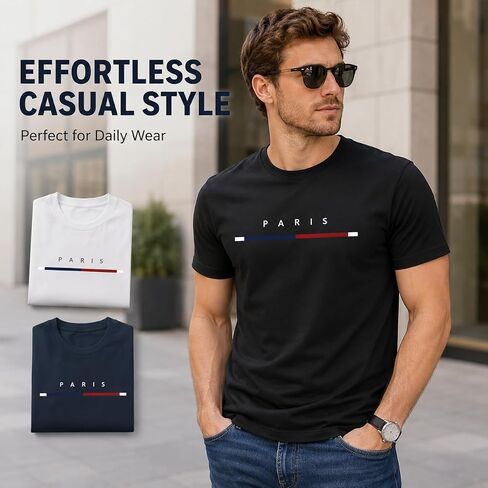 3 PCS Men's T-Shirts Letter Graphic Tee Tops Classic Short Sleeve Crew Neck T-Shirts Summer Casual Tee Tops in Kuwait