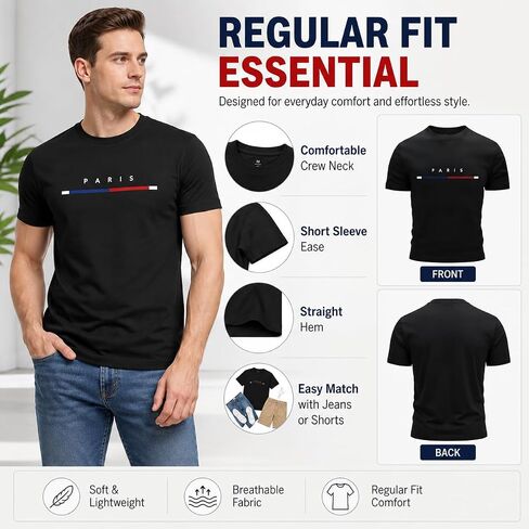 3 PCS Men's T-Shirts Letter Graphic Tee Tops Classic Short Sleeve Crew Neck T-Shirts Summer Casual Tee Tops in Kuwait