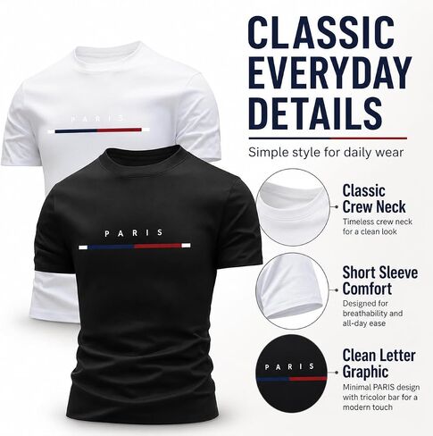 3 PCS Men's T-Shirts Letter Graphic Tee Tops Classic Short Sleeve Crew Neck T-Shirts Summer Casual Tee Tops in Kuwait