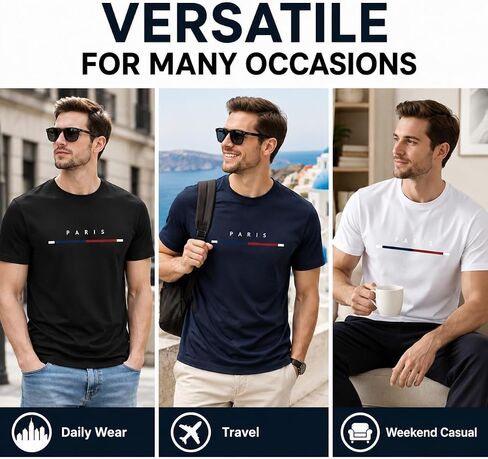 3 PCS Men's T-Shirts Letter Graphic Tee Tops Classic Short Sleeve Crew Neck T-Shirts Summer Casual Tee Tops in Kuwait
