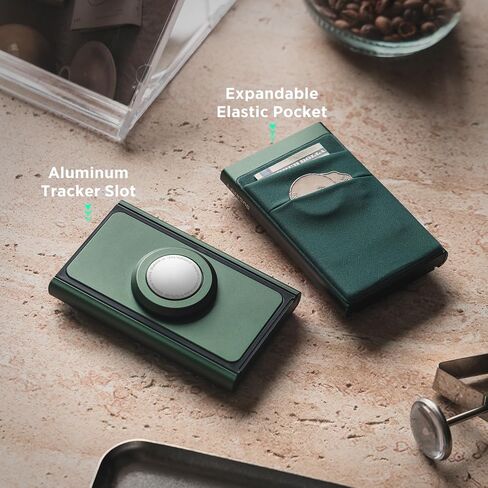 DUGRAFT Slim Credit Card Holder Pop up Card Wallet with Money Pocket & Airtag Holder RFID Blocking Minimalist Metal Card Case for Men or Women, Midnight Green in Saudi Arabia