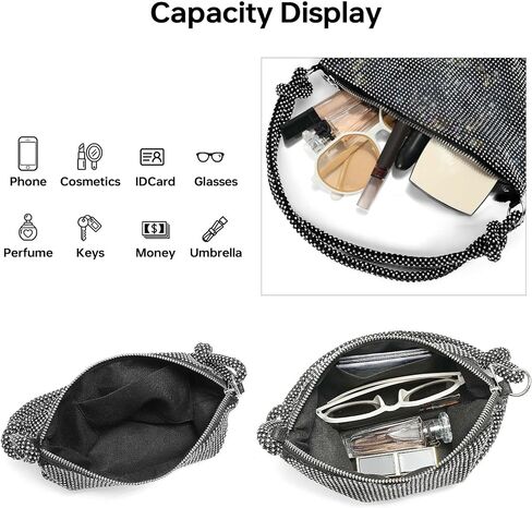 GEMIU Evening Bag Sparkle Purses for Women, Rhinestone Clutch Purse for Women Dressy Sequin Purse Black in Kuwait