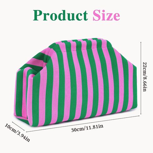 Rancco Woven Clutch for Women, Striped Crochet Dumpling Bag, Colorful Beach Purse for Summer Vacation in Saudi Arabia