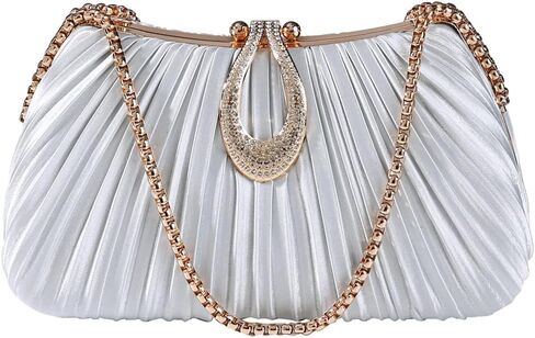Dreubea Elegant Evening Bag with Crystal Lock & Dual Chains - Soft Clutch for Women in Saudi Arabia