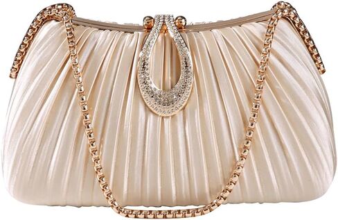 Dreubea Elegant Evening Bag with Crystal Lock & Dual Chains - Soft Clutch for Women in Saudi Arabia