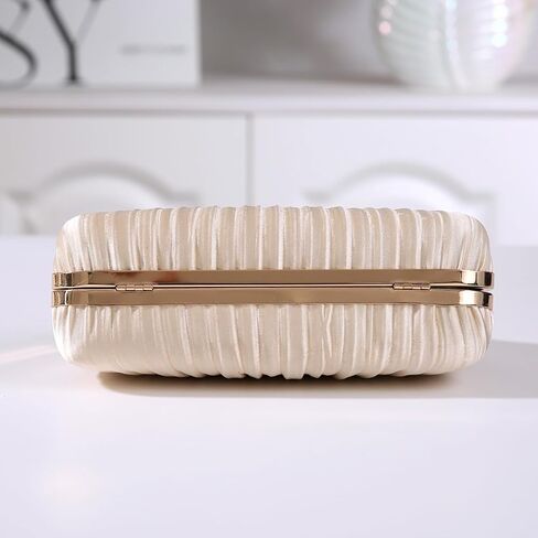Dreubea Elegant Evening Bag with Crystal Lock & Dual Chains - Soft Clutch for Women in Saudi Arabia