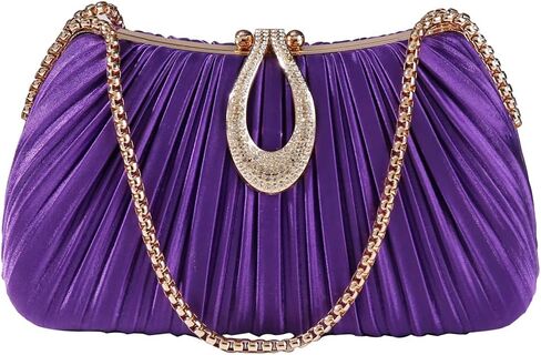 Dreubea Elegant Evening Bag with Crystal Lock & Dual Chains - Soft Clutch for Women in Saudi Arabia