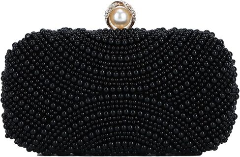 Oweisong Pearl Clutch Purse for Women Formal White Black Beaded Evening Handbag Wedding Bride Clutch in Kuwait