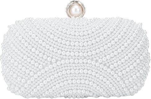 Oweisong Pearl Clutch Purse for Women Formal White Black Beaded Evening Handbag Wedding Bride Clutch in Kuwait
