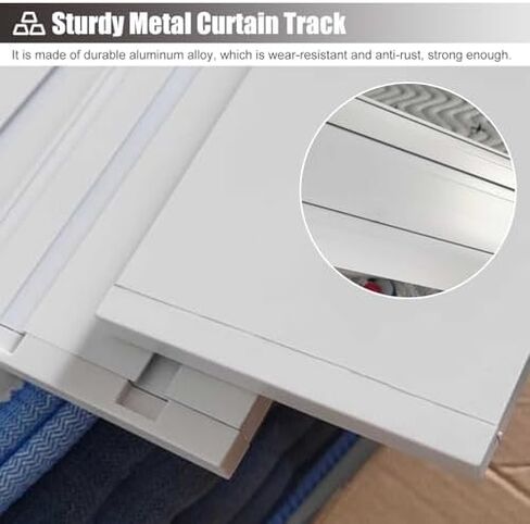 Heavy-Duty Double Row Ceiling Curtain Track - Silent System for Blackout Curtains, Sliding Doors & Bay Windows, Valance Frame Cover 500cm/16.4ft, White in Kuwait