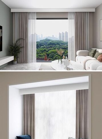 Aluminum Curtain Pelmet Box Frame - 5.5m (18ft) White Ceiling Bracket for Living Room & Bedroom, Stylish Roller Blind Divider with Side Panel in Kuwait