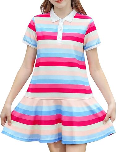 Kids4ever Girl Short Sleeve Summer Dress Pleated Polo Dresses for Girls School 8-12Y in Saudi Arabia