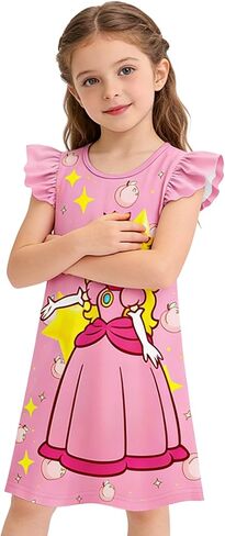 JAZZMAD Cute Princess Flutter Sleeve Dress for Kids Casual Playwear Toddler Girls 3-8Y in Saudi Arabia