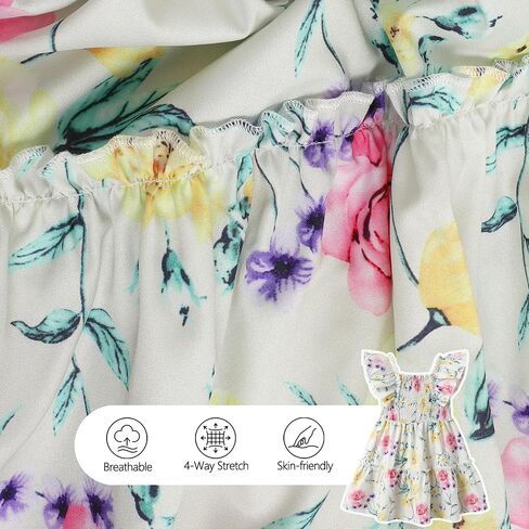Toddler Girls Summer Dress, Floral Ruffle Sleeve Casual Flowy Sundress for Little Girls, Beach Vacation Party Outfit, 3-7Y in Kuwait