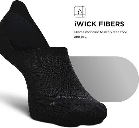 Feetures Elite Light Cushion Invisible Socks - Anti-Slip Sport Sock Liner with Targeted Compression - Black, Small (3 Pair) in Kuwait