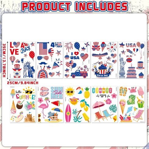Summer 4th of July Window Clings Patriotic Independence Day Decorations Hawaii Memorial Day Double-Side Window Stickers Hello Summer Decor for 250th Anniversary Home Office Classroom Party Supplie in Saudi Arabia