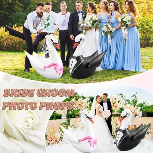 Hungdao 2 Pcs 4 ft Wedding Inflatable Duck Bride Groom Rubber Ducks Marriage Blow Up Duck Large Giant Wedding Rubber Duck Bachelorette Pool Floats for Wedding Ceremony Bridal Party Decoration in Kuwait