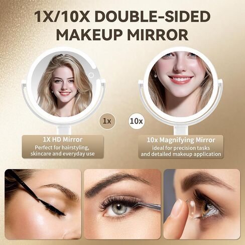 SANYCASA Makeup Mirror with Lights, Lighted Makeup Mirror with Magnification, 80 LED Vanity Mirror with Lights, 3 Color Modes & Stepless Dimming, Shatterp roof & Stable Base in Saudi Arabia