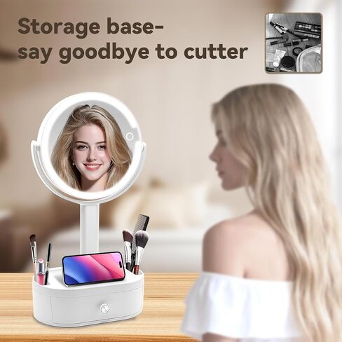SANYCASA Makeup Mirror with Lights, Lighted Makeup Mirror with Magnification, 80 LED Vanity Mirror with Lights, 3 Color Modes & Stepless Dimming, Shatterp roof & Stable Base in Saudi Arabia