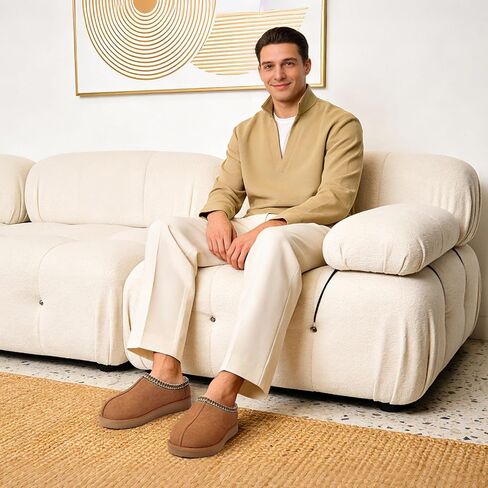 Litfun Mens Memory Foam House Slippers Winter Warm House Shoes Fuzzy Comfy Clog Slippers Indoor Outdoor in Saudi Arabia