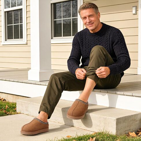 Litfun Mens Memory Foam House Slippers Winter Warm House Shoes Fuzzy Comfy Clog Slippers Indoor Outdoor in Saudi Arabia