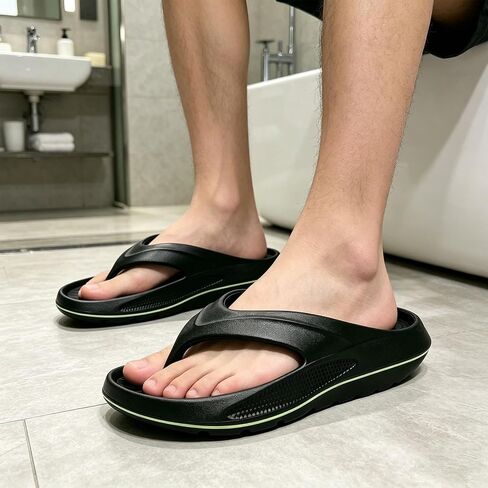 Men'S EVA Wedge Flip-Flops with Arch Support Lightweight Thicken Sole Non-Slip Minimalist Round Open Toe Cloud Cushion Flatform Thong Sandals for Daily Wear Causal Beach Pool in Kuwait