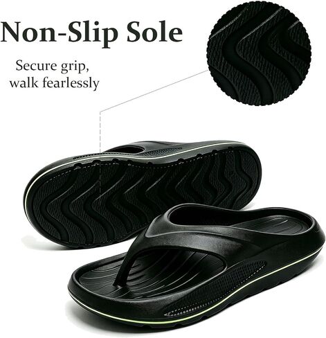 Men'S EVA Wedge Flip-Flops with Arch Support Lightweight Thicken Sole Non-Slip Minimalist Round Open Toe Cloud Cushion Flatform Thong Sandals for Daily Wear Causal Beach Pool in Kuwait