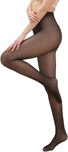 Apriddeo 2025 One-Seam More Warmth Women Fleece Lined Tights Fake Translucent High Waist Thermal Pantyhose Sheer Legging in Saudi Arabia