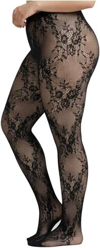 VIGUEUR Black Tights Plus Size, High Waist Velvet Pantyhose, Sunflower Fishnet Stockings Leggings in Kuwait