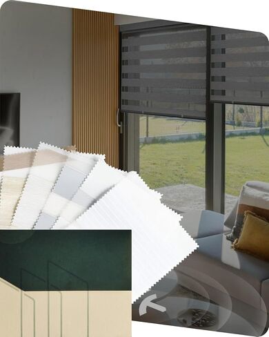Yoolax Motorized Matter Zebra Blinds Compatible with Alexa, Google Home, Apple HomeKit, Blackout Smart Blinds, Privacy Light Control Horizontal Window Blind for Home (100% Blackout Striped Ivory) in Saudi Arabia